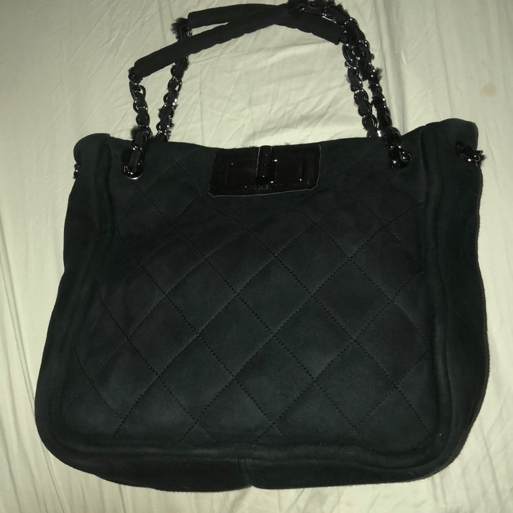 Authentic black suede Chanel handbag